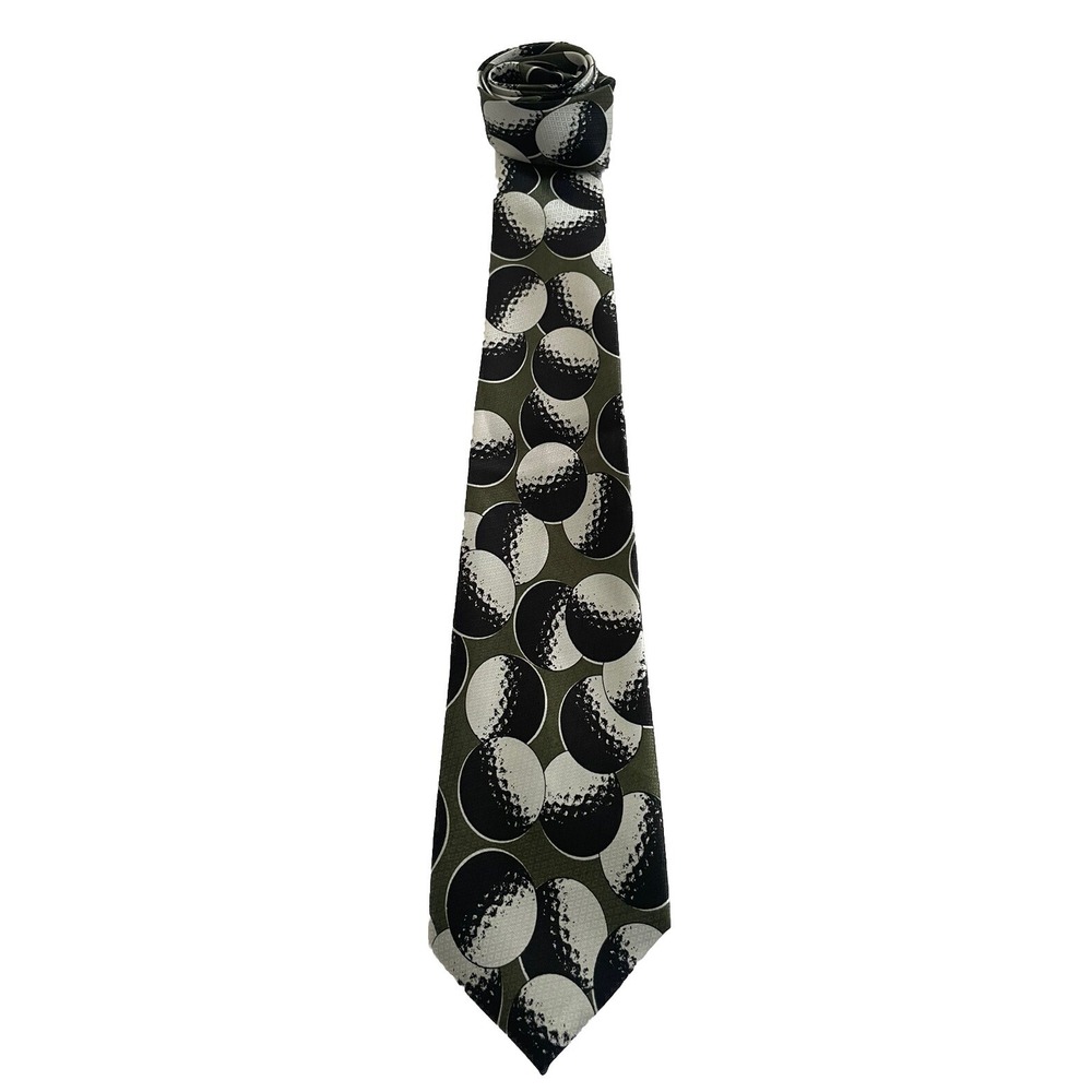 Dino Romero Golf Balls Golf Tie Polyester Hand Made Green Vintage